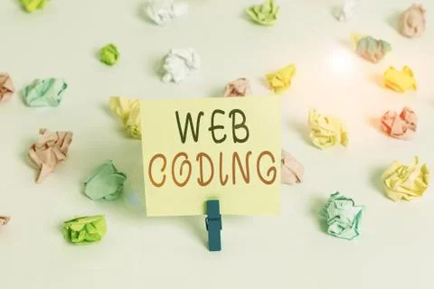 Word writing text Web Coding. Business concept for work involved in developing a Stock-Fotos