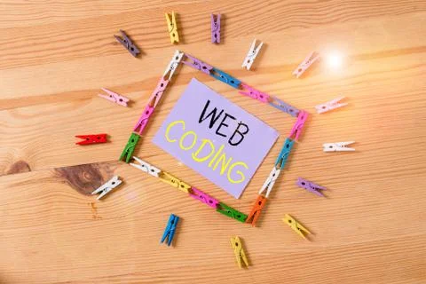 Word writing text Web Coding. Business concept for work involved in developing a Stock-Fotos