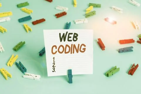 Word writing text Web Coding. Business concept for work involved in developing a Stock-Fotos