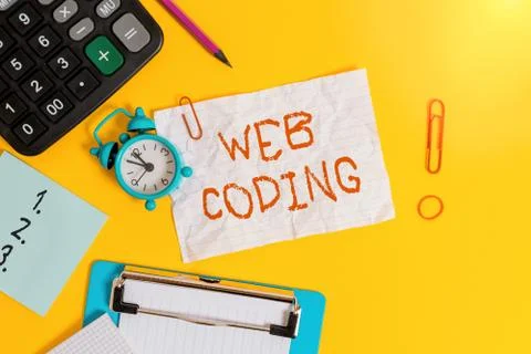 Word writing text Web Coding. Business concept for work involved in developing a Stock-Fotos