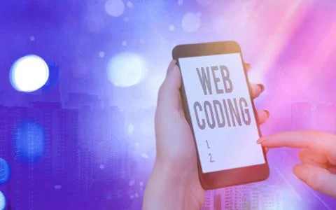 Word writing text Web Coding. Business concept for a system of symbols and rules Stock-Fotos