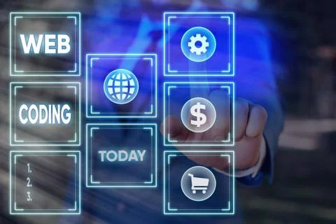 Word writing text Web Coding. Business concept for a system of symbols and rules 写真素材