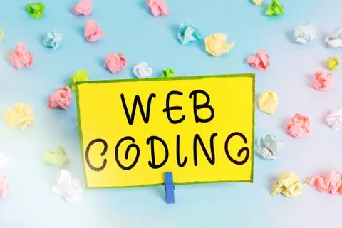 Word writing text Web Coding. Business concept for a system of symbols and rules Stock-Fotos