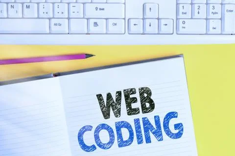 Word writing text Web Coding. Business concept for a system of symbols and rules Stock-Fotos