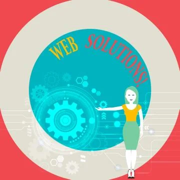 Word writing text Web Solutions. Business concept for program over network and Illustrazione stock