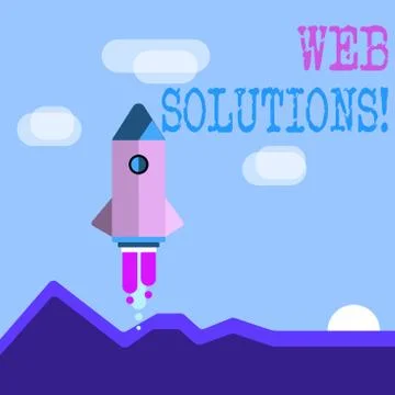 Word writing text Web Solutions. Business concept for program over network and Illustrazione stock
