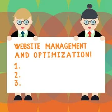 Word writing text Website Management And Optimization. Business concept for SEO Illustrazione stock
