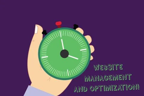 Word writing text Website Management And Optimization. Business concept for SEO Illustrazione stock