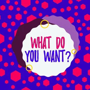 Word writing text What Do You Want Question. Business concept for say or write Stock Illustration