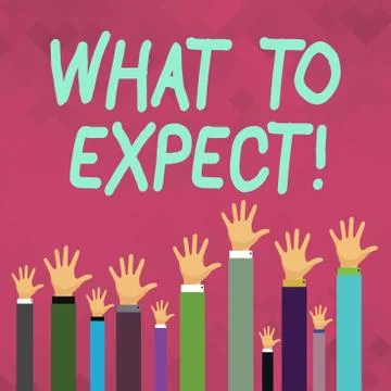 Word writing text What To Expect. Business concept for asking about regard so Ilustración de archivo