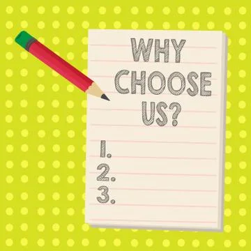 Word writing text Why Choose Us. Business concept for Reasons for choosing our Ilustração Stock