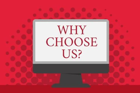 Word writing text Why Choose Usquestion. Business concept for Reasons to select Ilustração Stock