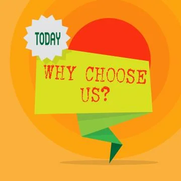 Word writing text Why Choose Us Question. Business concept for list of Ilustração Stock
