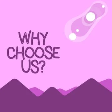 Word writing text Why Choose Us Question. Business concept for list advantage Ilustração Stock