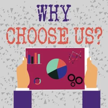 Word writing text Why Choose Us Question. Business concept for list of Ilustração Stock
