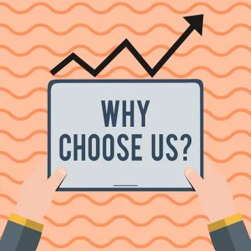 Word writing text Why Choose Us Question. Business concept for list of Ilustração Stock