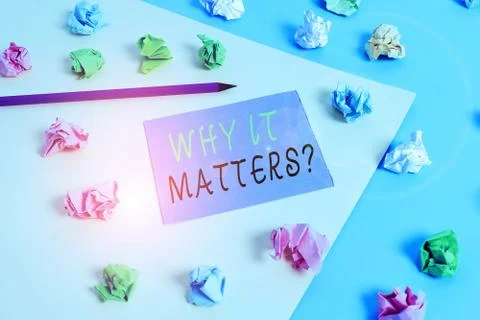 Word writing text Why It Matters Question. Business concept for most important Stock Photos