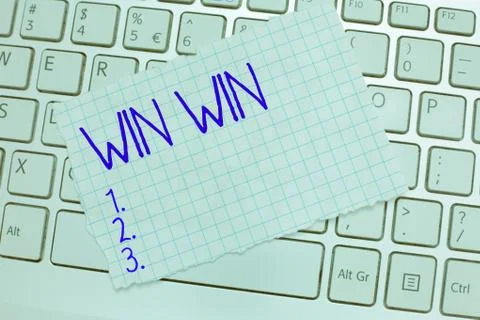 Word writing text Win Win. Business concept for Strategy for both parts obtain 스톡 사진