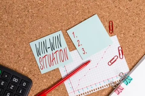 Word writing text Win Win Situation. Business concept for situation where all 스톡 사진