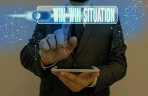 Word writing text Win Win Situation. Business concept for situation where all 스톡 사진
