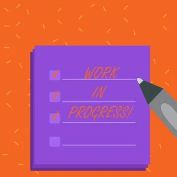 Word writing text Work In Progress. Business concept for People is working right Illustrazione stock
