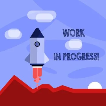 Word writing text Work In Progress. Business concept for unfinished project t Illustrazione stock