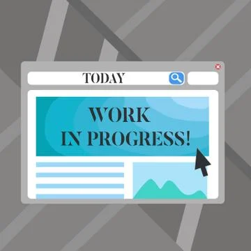 Word writing text Work In Progress. Business concept for unfinished project t Illustrazione stock