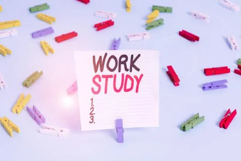 Word writing text Work Study. Business concept for college program that enables Stock Photos