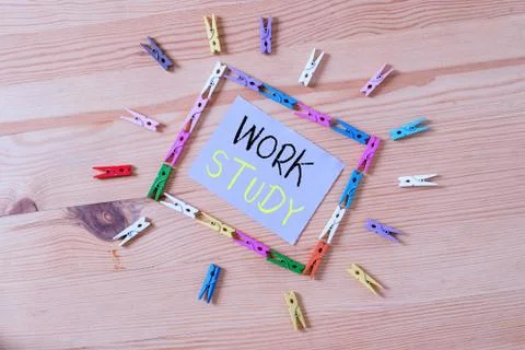 Word writing text Work Study. Business concept for college program that enables Stock Photos