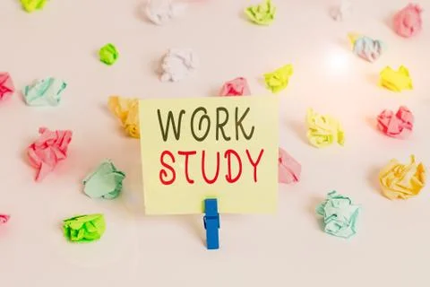 Word writing text Work Study. Business concept for college program that enables Stock Photos