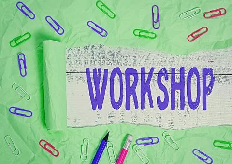 Word writing text Workshop. Business concept for room or building in which goods Stock Photos