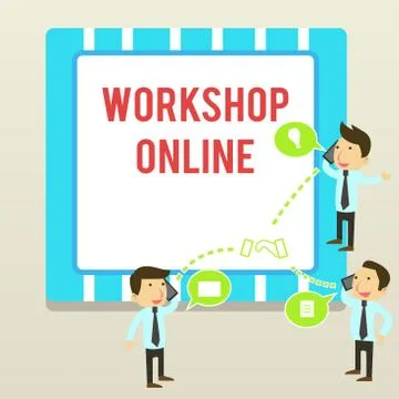 Word writing text Workshop Online. Business concept for room or building in Stock Illustration