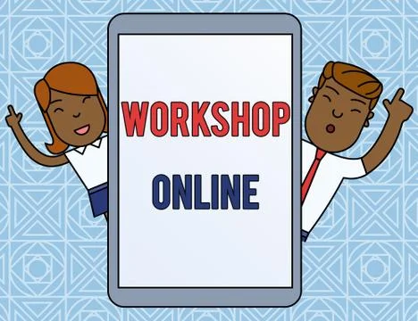 Word writing text Workshop Online. Business concept for room or building in Stock Illustration