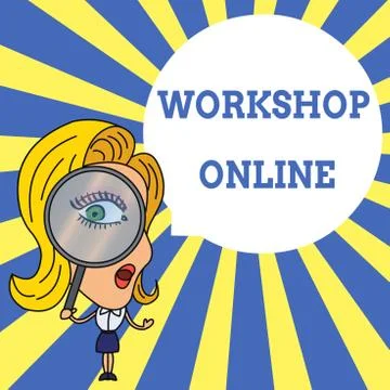 Word writing text Workshop Online. Business concept for room or building in Stock Illustration