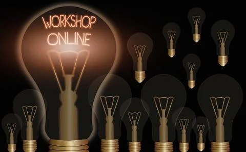 Word writing text Workshop Online. Business concept for room or building in Stock Illustration