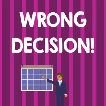 Word writing text Wrong Decision. Business concept for Action or conduct Stock Illustration