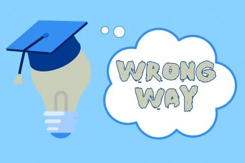 Word writing text Wrong Way. Business concept for taking an unsuitable or Ilustración de archivo