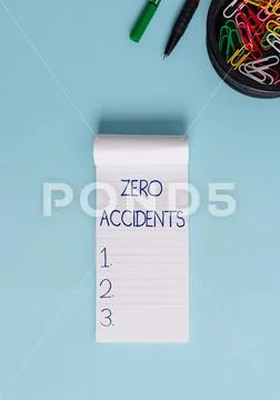 Word writing text Zero Accidents. Business concept for important strategy for Stock Photos