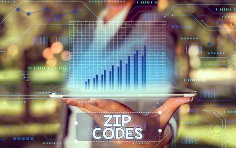 Word writing text Zip Codes. Business concept for numbers added to a postal Stock Photos