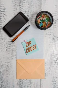 Word writing text Zip Codes. Business concept for numbers added to a postal Stockfoto's