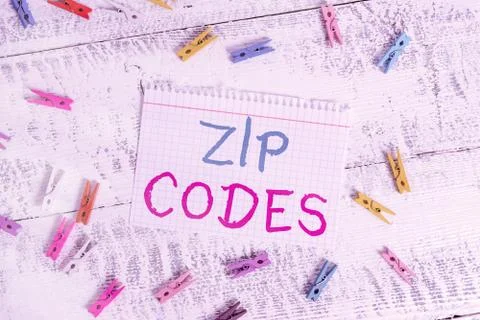Word writing text Zip Codes. Business concept for numbers added to a postal 스톡 사진