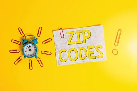 Word writing text Zip Codes. Business concept for numbers added to a postal Stock Photos