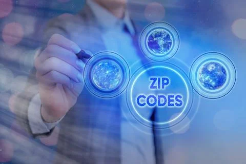 Word writing text Zip Codes. Business concept for numbers added to a postal 库存照片