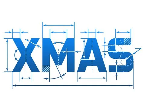Word XMAS with dimension lines Stock Illustration