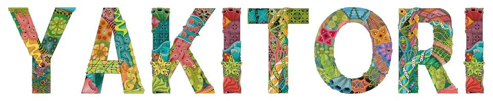 Word yakitori. Vector zentangle object for decoration Stock Illustration