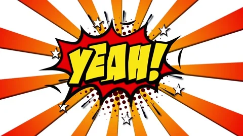 Word YEAH In Retro Comics Speech Bubble With Halftone Dotted Shadow Video stock 165183190