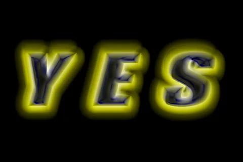 Word Yes on a black background in gray letters Stock-Illustration