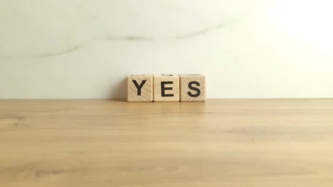 Word yes from wooden blocks Stock Footage 245224809