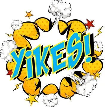 Word Yikes on comic cloud explosion background Stock Illustration