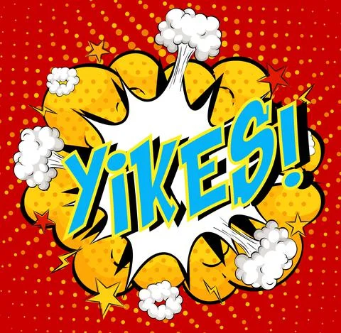 Word Yikes on comic cloud explosion background イラスト素材